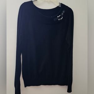Ralph Lauren Woman's Black Long Sleeve Sweather Size M Buckle on Neckline